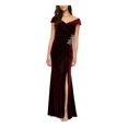 thumbnail image 1 of ALEX EVENINGS Womens Maroon Sleeveless Full-Length Sheath Evening Dress 14, 1 of 2