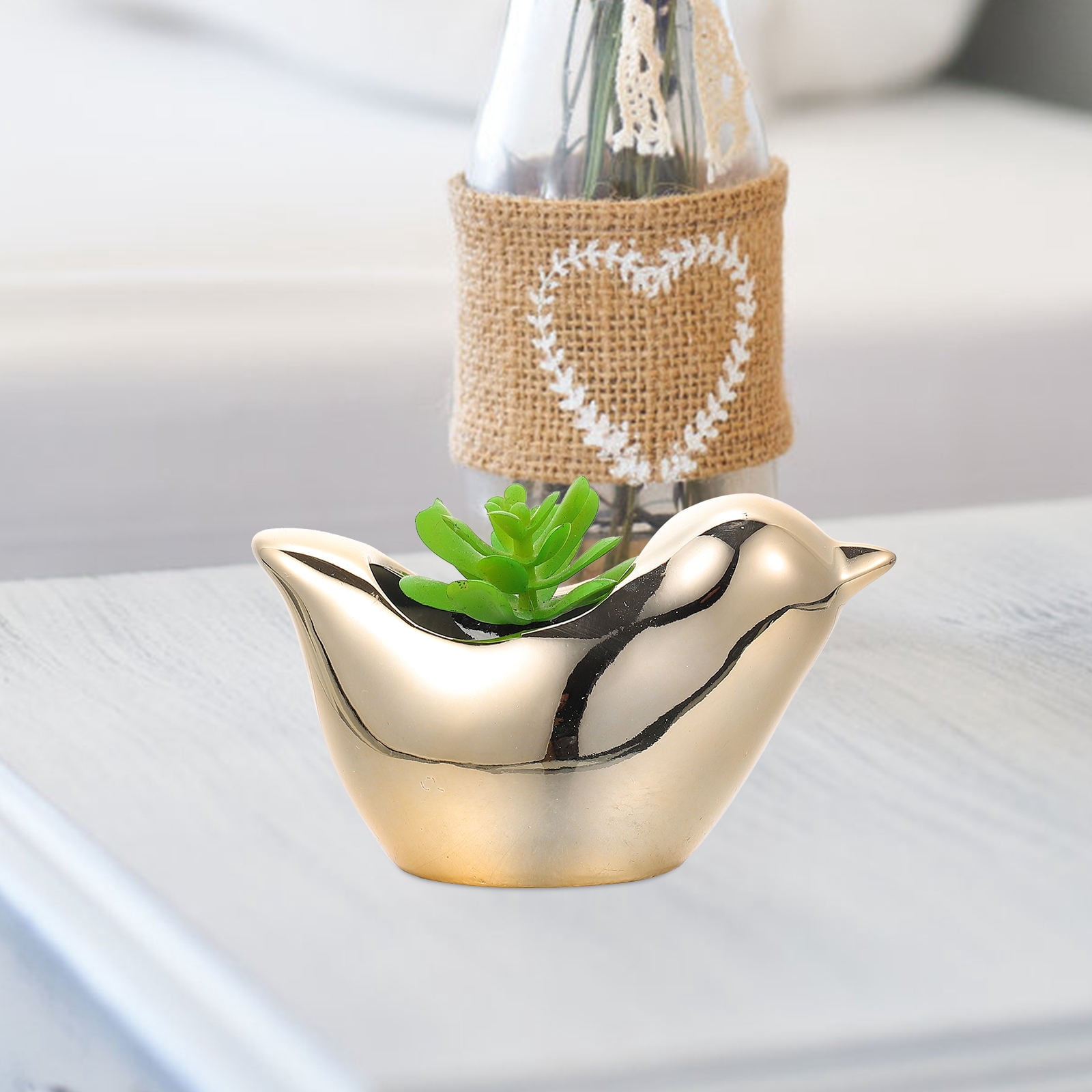 NUOLUX Pot Planter Cartoon Ceramic Flower Pot Golden 3Pcs