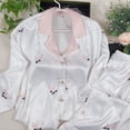thumbnail image 5 of Pijamas para dormir para mujer Fuente Primavera y otoño Seda de hielo Ropa de casa para niñas Pantalones de manga larga Similar a la seda, 5 of 5