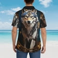thumbnail image 3 of Lsque Oil Painting Tribal Wolf pattern Hawaiian Shirt for Men, Unisex Summer Beach Casual Short Sleeve Button Down Shirts-Small, 3 of 9