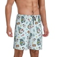 thumbnail image 2 of Kdxio Winter Wonderland Light Blue Print Mens Sleep Shorts Bottoms Soft Comfy Pajama Wear Pants with Drawstring Pockets, 2 of 5
