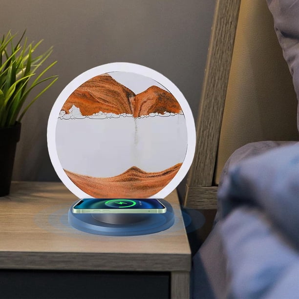 Lámpara de Mesa de Arena Movediza Multicolor Rgb con Carga Inalámbrica Magnética, Luz Nocturna Decorativa con Iluminación Ambiental, Ideal para La Sala de Estar (10 Ml).