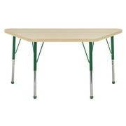 ECR4Kids 24in x 48in Trapezoid Everyday T-Mold Adjustable Activity Table Maple/Maple/Green - Toddler Ball