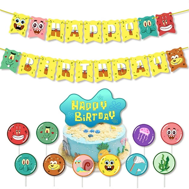 38 Pcs Spongebob Party Supplies Set, Include Spongebob Happy Birthday  Banner, Spongebob Balloons, Cake Toppers for Spongebob Birthday Party  Favors Party Decorations 
