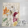thumbnail image 3 of Dragonfly Flowers Shower Curtains for Bathroom, Farmhouse Spring Floral Vintage Waterproof Fabric Shower Curtain, Decorative Bathroom Curtain for Bathtub, 72"x78" , No Hooks Included, 3 of 9