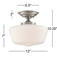 thumbnail image 7 of Regency Hill Rustic Farmhouse Ceiling Light Semi Flush Mount Fixture 12" Wide Brushed Nickel Opal White Glass Shade for Bedroom Kitchen Living Room, 7 of 7
