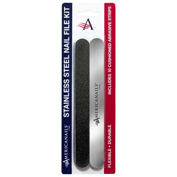 Americanails Kit de lima de uñas de acero inoxidable con tiras abrasivas acolchadas EasyPeel