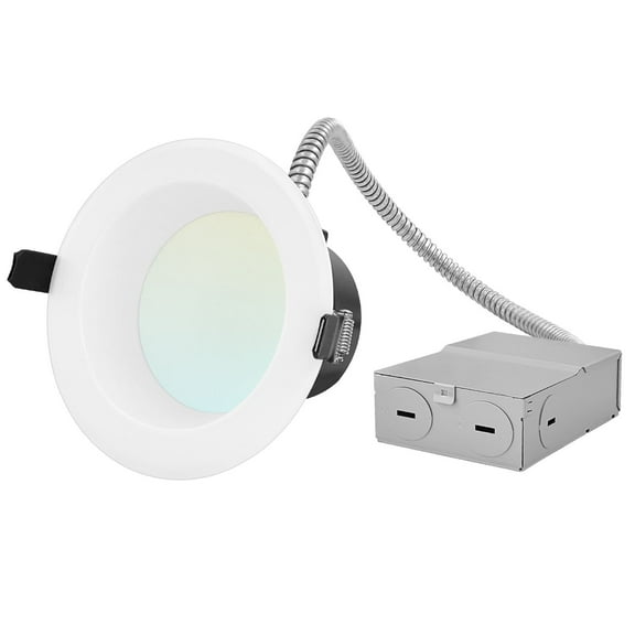 Luxrite Commercial 4" LED Recessed Lights, 7/9/12W, 4 CCT 3000K-5000K, Dimmable, 600/800/1000LM, Wet Rated