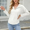 thumbnail image 7 of Olyvenn Fashion Women's Lapel V Neck Long Sleeve Shirts Fashion Blouse Textured Dressy Casual Pullover Sweater Tops White XXL, 7 of 7
