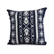 Simply Daisy, 16" x 16" Cuban Tile 2, Geometric Print Outdoor Pillow, Navy Blue