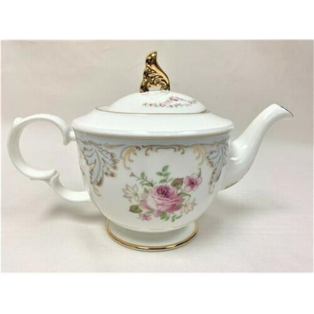 

Mr. MJs HO-TP-14D050B Pink Roses with Gold Trim Teapot