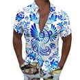 thumbnail image 1 of Camisas Hawaianas Para Hombre Hombres Casual Manga corta Primavera Verano Turndown Neck 3D Impreso Camisas Moda Top Blusa Camisas (Blue, XL), 1 of 4