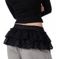 thumbnail image 2 of Vjnyvs Women Lace Mini Skirt Balletcore Short Flowy Layered Ruffle Skirts Y2k Elastic High Waist Butt Curtain for Women, 2 of 7