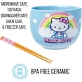 thumbnail image 4 of Silver Buffalo Hello Kitty Rainbow and Clouds Ceramic Ramen Noodle Rice Bowl with Chopsticks, Microwave Safe, 20 Ounces, 4 of 10