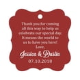 thumbnail image 1 of Darling Souvenir Custom Wedding Thank You Message Gift Tags Personalized Party Favor Hang Paper Tags-Maroon-50 Tags, 1 of 1