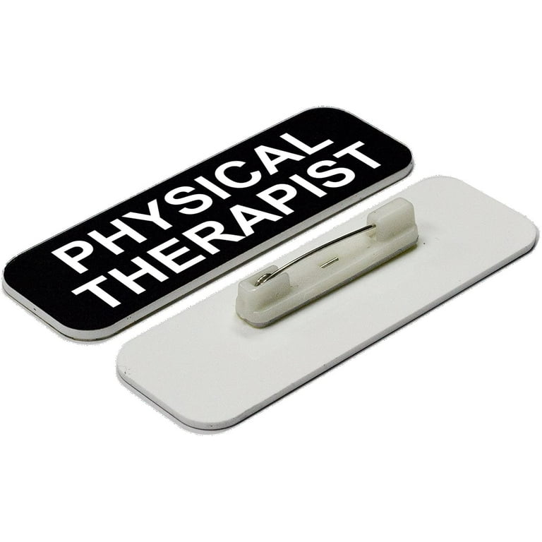 All Quality Badges Physical Therapist 1 x 3 Name Tag, Black (3 Pack) 