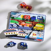 Melissa & Doug Vehicles Wooden Chunky Puzzle - Plane, Train, Cars, and Boats (9 pcs) - FSC Certified