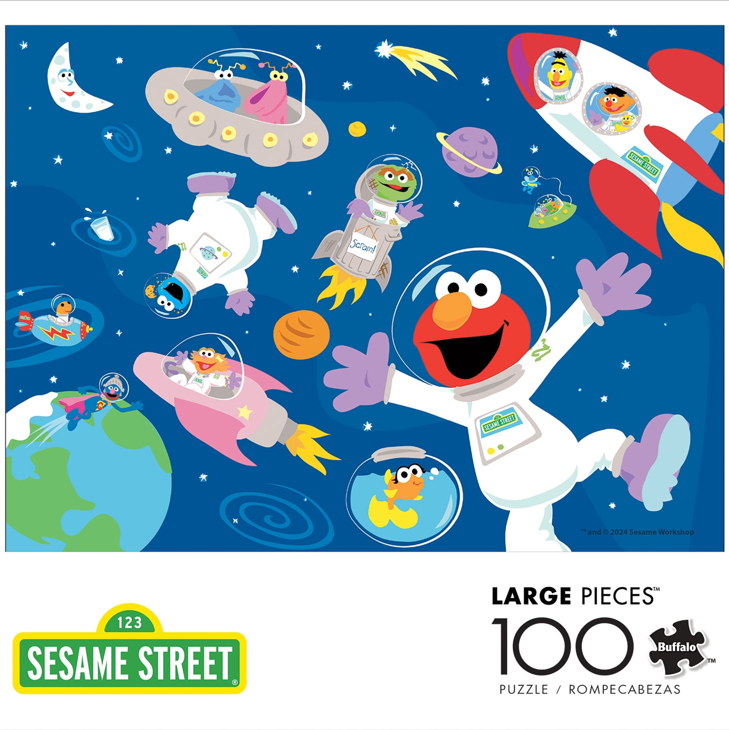 Buffalo Games 100-Piece Sesame Street in Space Interlocking Jigsaw Puzzle for Children Ages 6+