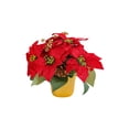 thumbnail image 1 of Plante Artificielle de Poinsettia en Pot - Fleurs de Noël Rouges Réalistes pour Décoration Maison et Bureau, 1 of 5