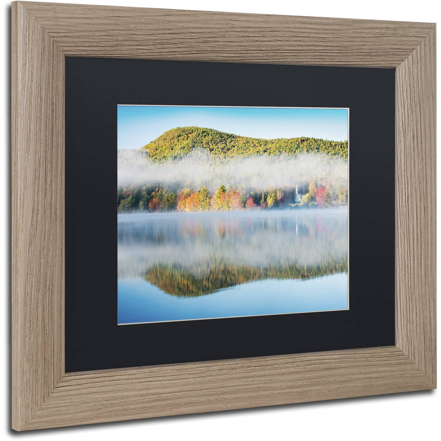 Trademark Fine Art "Fog On Crystal Lake" Canvas Art by Michael Blanchette Photography Black Matte, Birch Frame