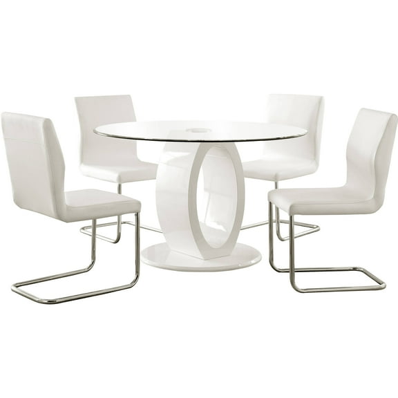 Furniture of America Janus Modern 5-Piece Round Dining Table Set, White