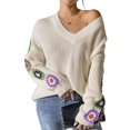 thumbnail image 3 of Suéteres de Punto de Larga con Estampado Floral Bohemio Clásico para Mujer, Estilo Informal, para Otoño e Invierno 2025. Albaricoque S, 3 of 8