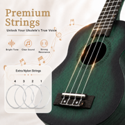 AODSK Soprano Green Ukulele for Beginner 21 Inch Ukelele with Gig Bag Strap Nylon String 4 Picks Holiday Gift