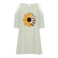 thumbnail image 4 of Vestido casual de verano con hombros descubiertos y manga corta con encaje y estampado Forgive para mujer Pompotops  ghjkhdj14530, 4 of 8
