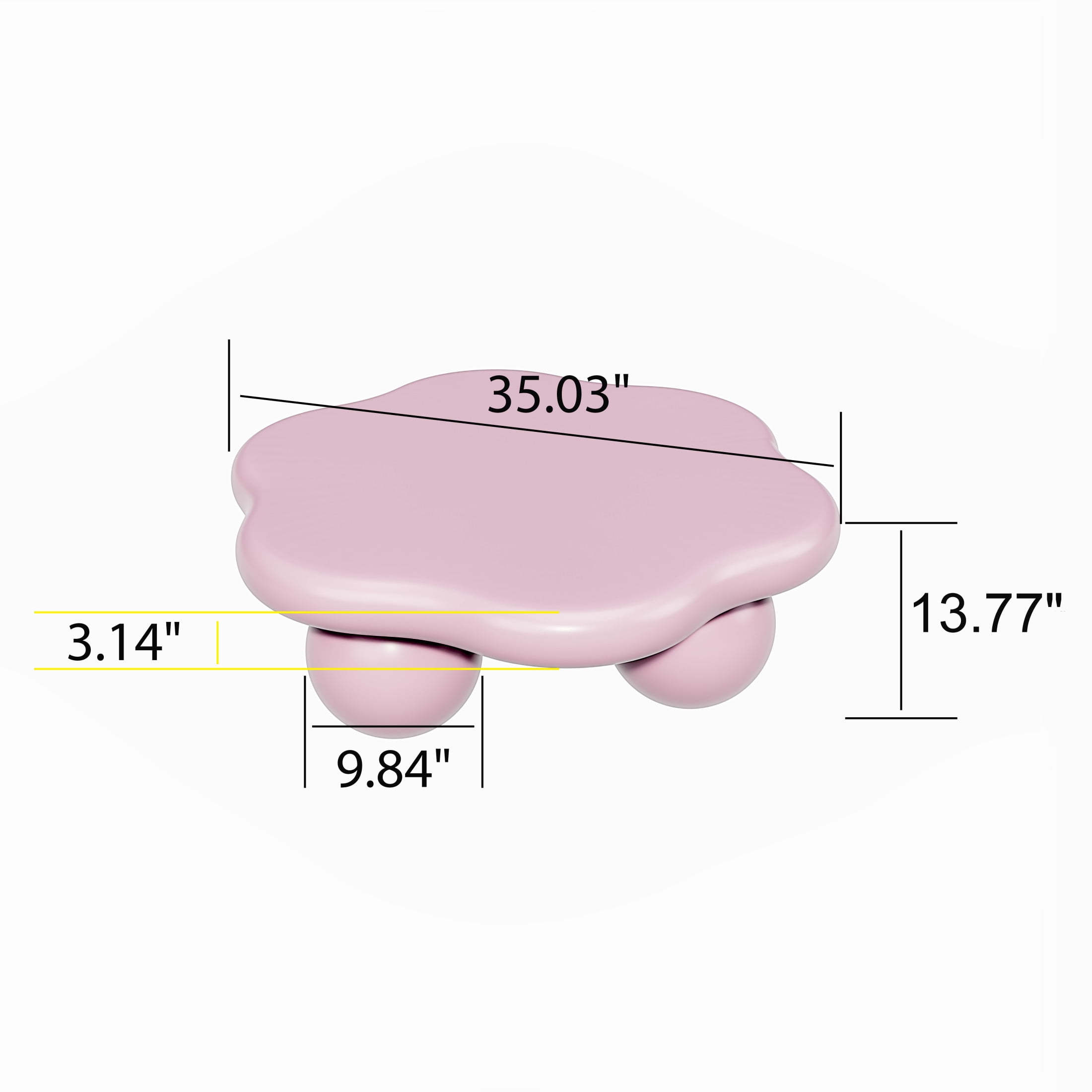 Noble House Kieran 35" Cloud Coffee Table, Modern Minimalist Living Room Table, Small Space Accent Table, Pink