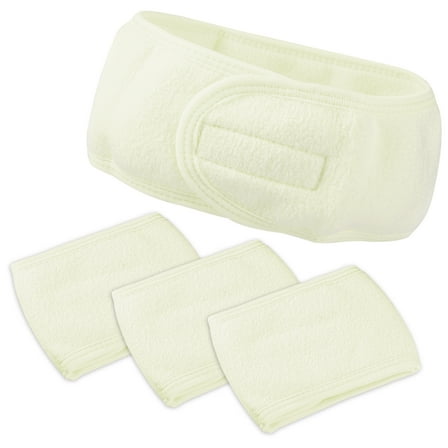 Vocoste 4 Pcs Spa Headband Soft Women Hair Bands for Face Washing Bath Facial Mask Yoga Beige