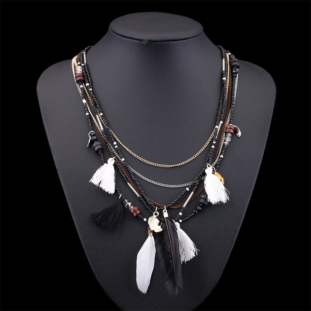 Xolikefi Bohemian Feather Pendant Necklace with Tanzania Ubuy