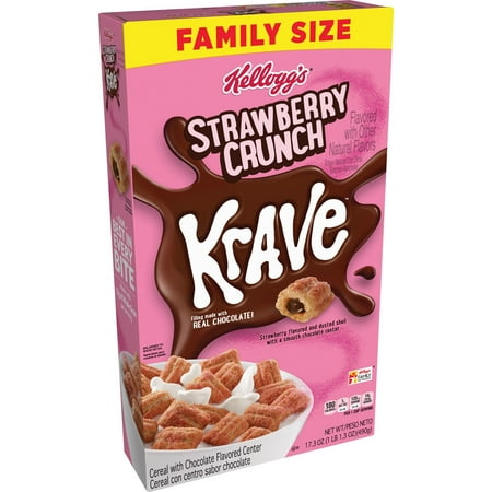 Kellogg's Krave Breakfast Cereal, Strawberry Crunch, 17.3 oz