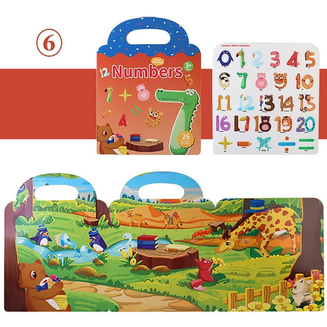 Lksixu Toddler Toys Educational Baby Toys Reusable Sticker Book Children's Stickers Activity Books Children's Guide Stickers Kids Learning Educational Toy Sticker Learning Toys for Kids
