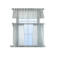 thumbnail image 2 of 3S Brother's Sheer Curtains Kitchen Valance Set of 3 Hanging Rod Pocket Window Valance Treatments Decorative Valances Tiers Café Curtains ( Teal Green 50"x14"Valance - 24"x40"Tiers), 2 of 6