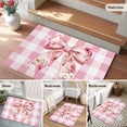 thumbnail image 5 of Pink Floral Print Bathroom Mats 2x3 FT, Non Slip Small Kitchen Mat, Checkered Bow Rose Flower Gingham Washable Soft Backed Front Door Throw Rugs Non-Shedding Indoor Outdoor Doormat for Entryway Sink, 5 of 8