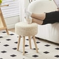 thumbnail image 5 of IVV 13" Round Hand-woven Ottoman, Modern Boho Pouf Ottoman Footrest Stool with Solid Wood Legs and Anti-Slip Footpads, Hand Weave Hyacinth Side Table for Living Room Bedroom Balcony Patio (Natural), 5 of 8