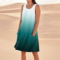 thumbnail image 2 of biudgviw Sundresses for Women Gradient Print Sleeveless Swing Tshirt Dress Trendy Casual Crew Neck Summer Tank Dress with Pockets, 2 of 7