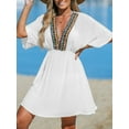 thumbnail image 4 of Cupshe Women's White Embroidered Plunging Cover-Up Dress Short Sleeve Swimwear Cover-Ups Tunic Dress, Size XS-XL, 4 of 7