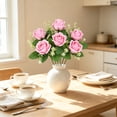 thumbnail image 4 of Fake Flowers Realistic Silkly Rose Bouquet, 7 Stems 12.99 Inch Artificial Faux Flower Arrangement No Fade, Waterproof for Wedding Bridal Bouquets, Photography, Home Centerpieces Decor, 4 of 6