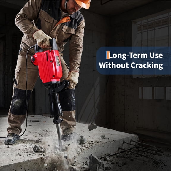 2200W Electric Demolition Hammer - Heavy Duty Rotary Hammer Drill - 1900 BPM, Quick-Change Chuck, 360° Anti-Vibration Handle - 2 Bits, Carry Case, Gloves - 2-Piece Set (2200W)