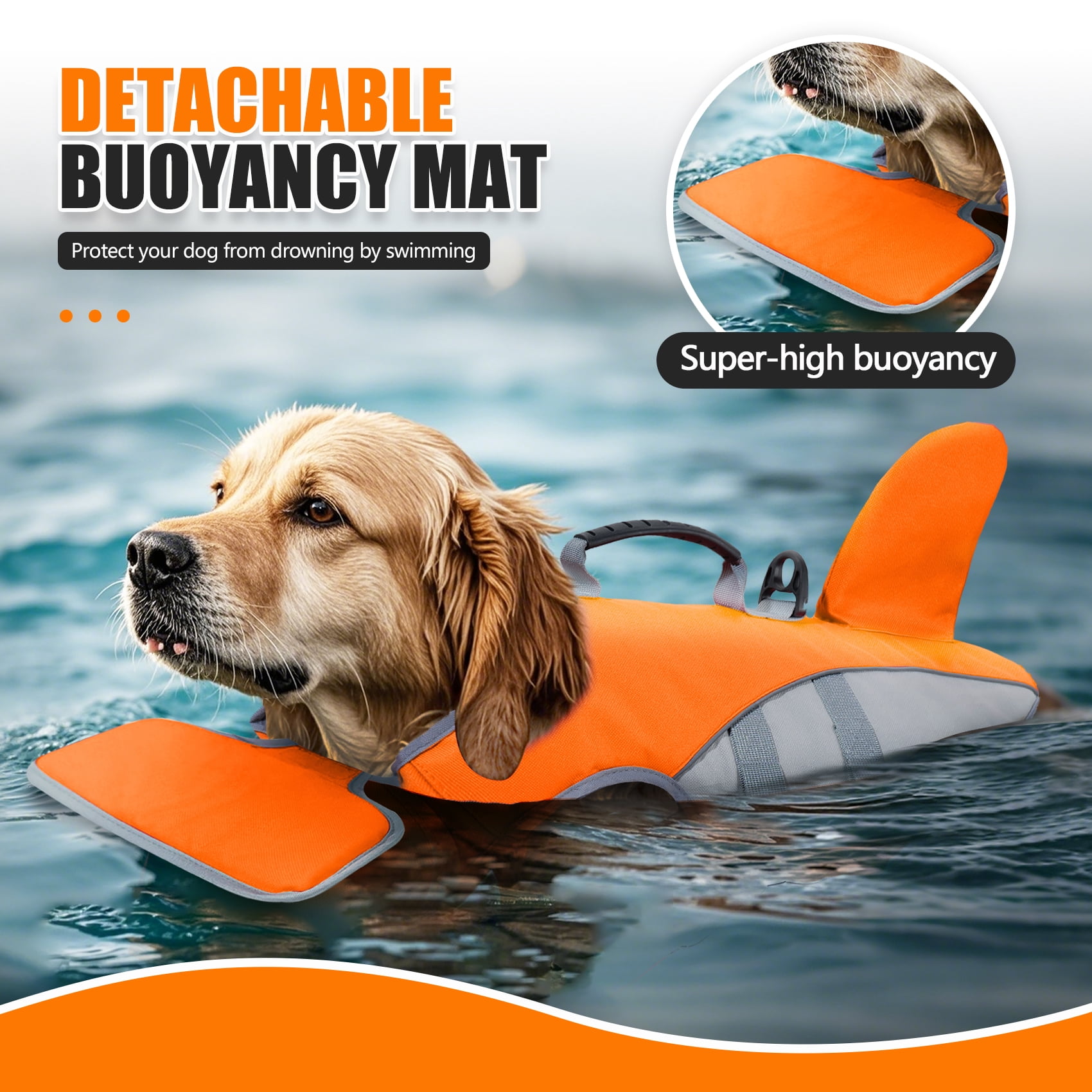 Amztom Dog Life Jacket for Swimming – Adjustable Buoyancy Aid Flotation Vest for Boating Pool Beach, Safety Flotation Vest for Small Dogs (Orange,S)