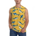 thumbnail image 2 of Lsque Shark Print Print Men's Cotton Blend Sleeveless Muscle Shirts (S-3XL)- Moisture Wicking, Odor Protection, UPF 30+,XX-Large, 2 of 8