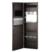 Wooden Mirrored Hanging Jewelry Cabinet Armoire Organizer Over Door Wall Mount W/ Keys