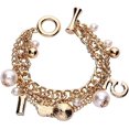 thumbnail image 2 of Pulsera con dijes inspirada en cadena en tono dorado para mujer, 2 of 5