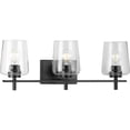 thumbnail image 4 of Calais Collection Three-Light Matte Black Clear Glass New Traditional Bath Vanity Light, 4 of 10