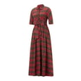 thumbnail image 3 of JYYYBF Women Christmas Shirts Dress Plaid Turn-Down Collar Half Sleeve Dress Fashion Button-Down Holiday Dress with Belt, 3 of 9