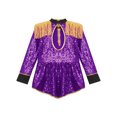 thumbnail image 4 of YONGHS Combinaison de Cirque pour Filles Halloween Enfants Manches Longues Sequins Justaucorps Robe Danse Violet 16, 4 of 6