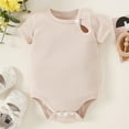thumbnail image 2 of ShomPort Newborn Girls Boys Knit Romper Tops Solid Color Short Sleeve Jumpsuit Infant Spring Summer Bodysuit Outfit, 2 of 4