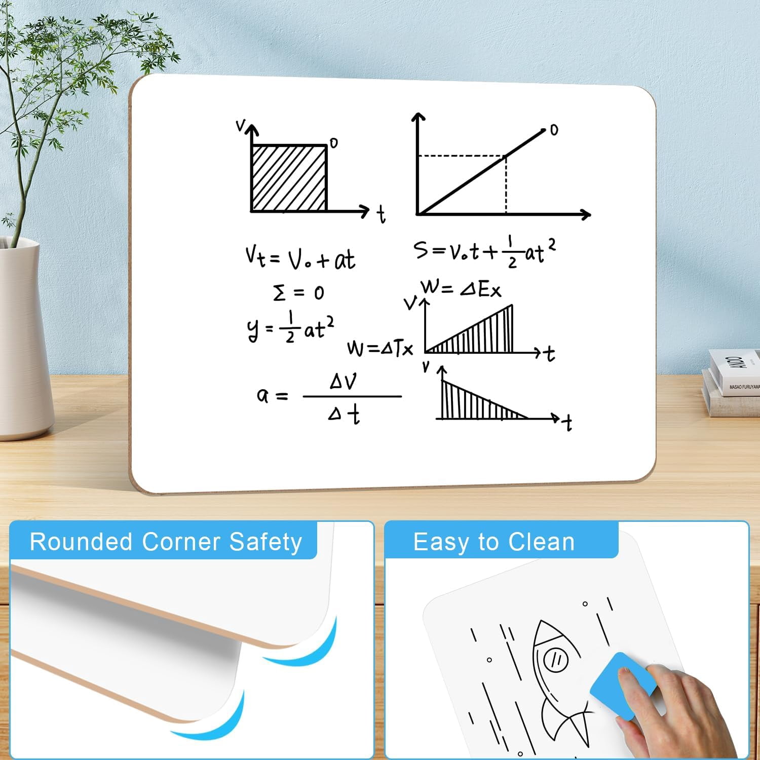 Dry Erase LapBoards, 16 Pack Double Sided 12.5 x 9 Inch Whiteboards with 16 Erasers, Dry Erase Boards for Office Students Classroom Teacher Supplies