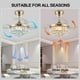 thumbnail image 3 of Ventilador de techo DuMaiway 30 Golden con lámpara de cristal claro, 3 of 6